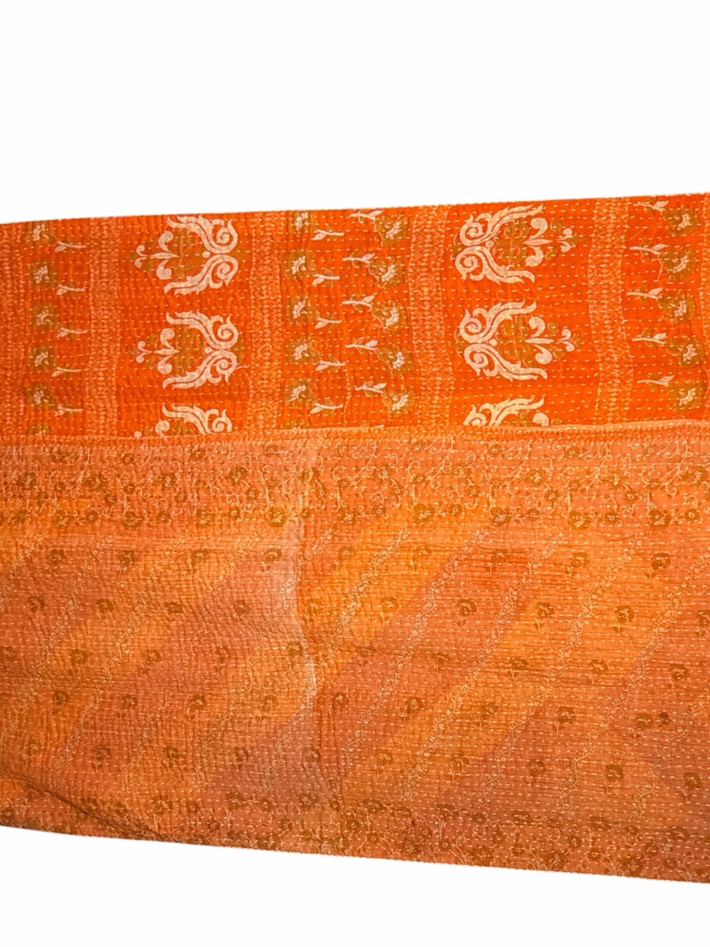 Handmade Vintage Kantha Quilt Indian Sari Twin Blanket Throw 52x80 - Picture 6 of 13
